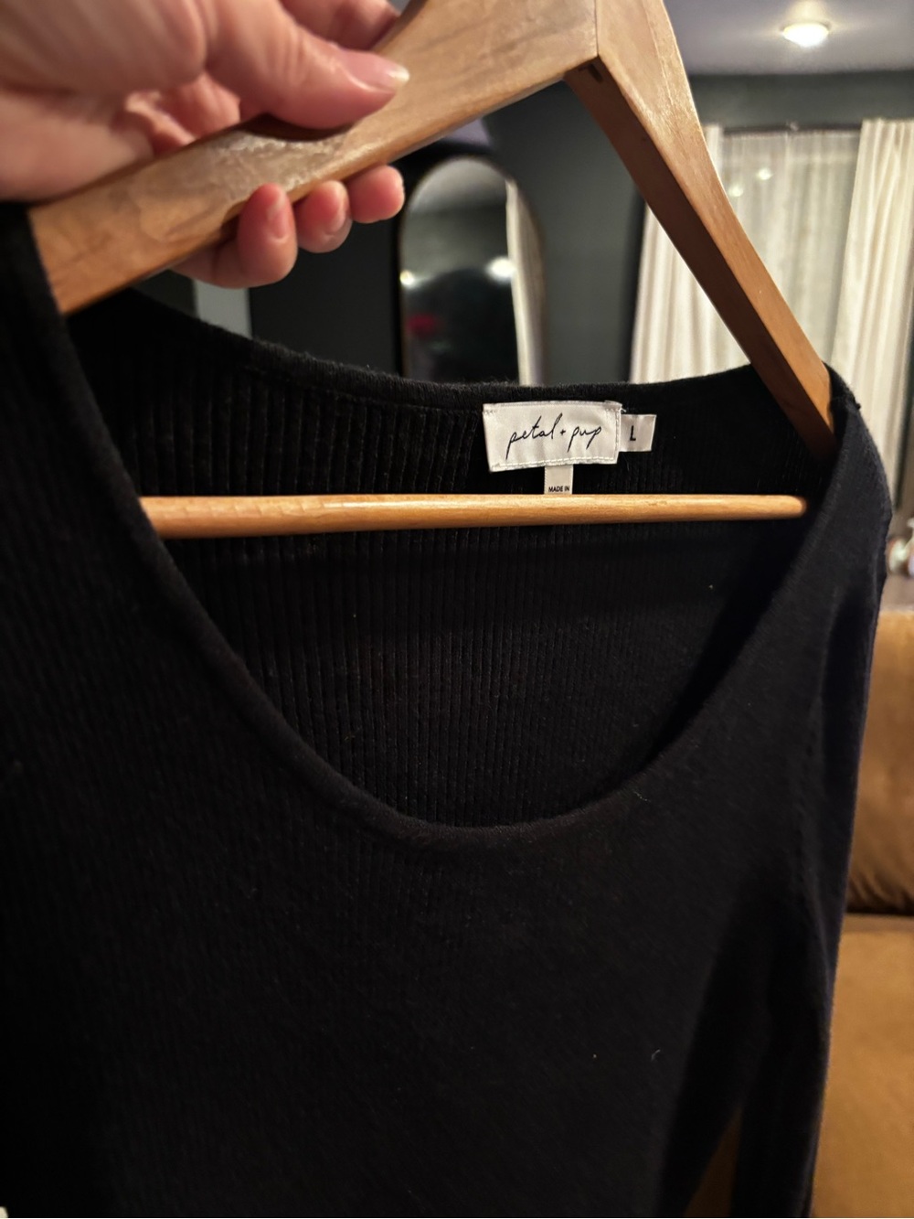 Petal & Pup Black Ribbed Scoop Neck Sweater